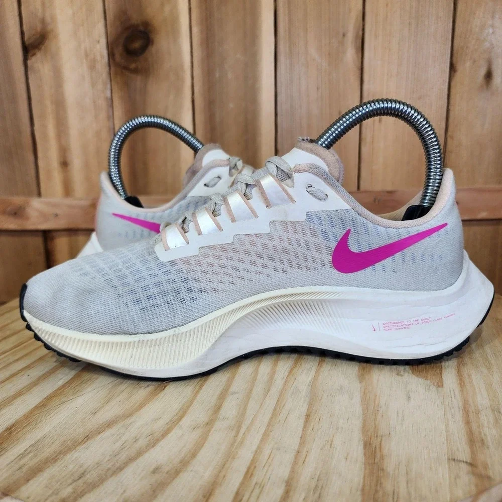 Nike Air Zoom Pegasus 37 Shoes Womens 6 Gray Pink Running Sneakers BQ9647-102